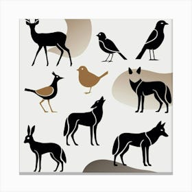 Silhouettes Of Animals 3 Canvas Print