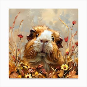 Guinea Pig Amongst Flowers Canvas Print