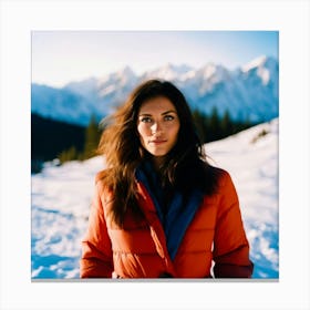 Woman In A Puffy Jacket Canvas Print