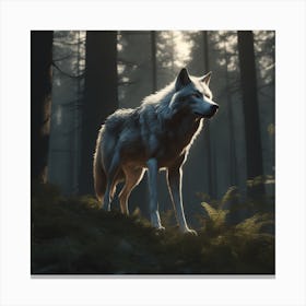 Wolf In The Woods 50 Canvas Print