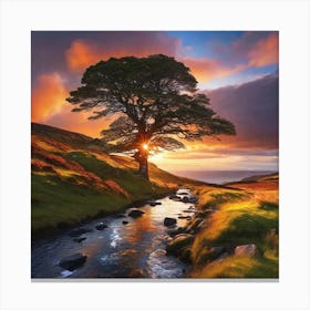 Lone Tree At Sunset 11 Canvas Print
