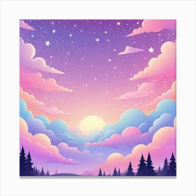 Sky With Twinkling Stars In Pastel Colors Square Composition 264 Canvas Print