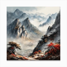 Chinese Mountains Landscape Painting (41) Canvas Print