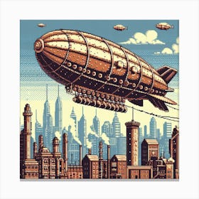 8-bit steampunk airship 2 Canvas Print