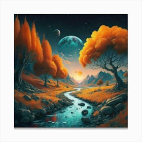 A Picture Of A Fall Landscape With Trees Mountain 2 Canvas Print