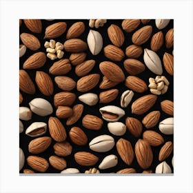 Almonds On A Black Background 9 Canvas Print