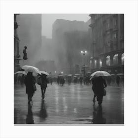 People Walking In The Rain 1 Canvas Print