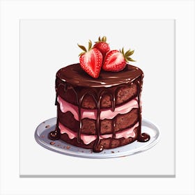 Chocolate Cake With Strawberries 10 Canvas Print