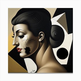 Woman With A Broken Face Canvas Print