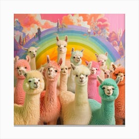 Rainbow Pastel Alpacas 2 Canvas Print