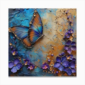 Butterfly With Purple Flowers Canvas Print