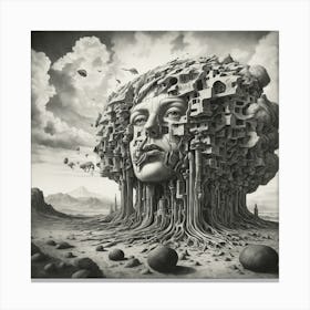 Woman in the wind "Surrealist Art" Canvas Print