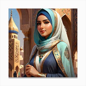 Hijab Muslim Girl Canvas Print