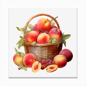 Peaches In A Basket Canvas Print