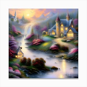 River Water Light House Home Architecture Path Canvas Print