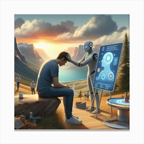 Man And A Robot Canvas Print