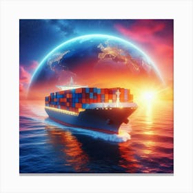 Cargo Ship In The Ocean Canvas Print