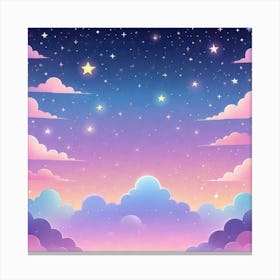 Sky With Twinkling Stars In Pastel Colors Square Composition 38 Canvas Print