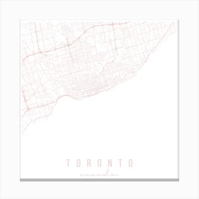 Toronto Canada Light Pink Minimal Street Map Square Canvas Print