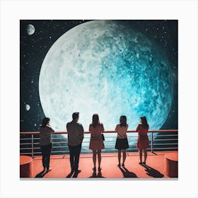 People Looking At The Moon 5 Canvas Print