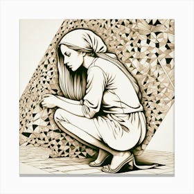 Girl Crouching Canvas Print