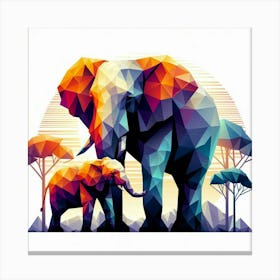 The Gracious Grazers Elephants Canvas Print