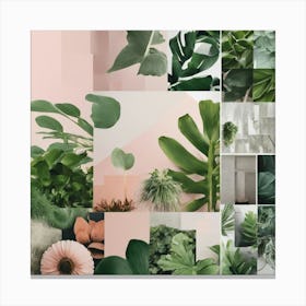 Pink And Green Plants Canvas Print