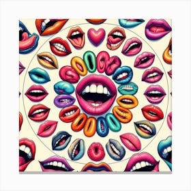 Lips In A Circle Canvas Print