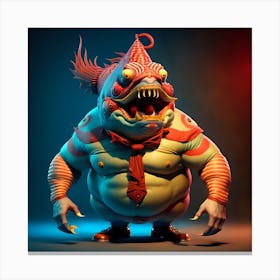 Circus Freak Show Fish (Series) Strong Man Canvas Print