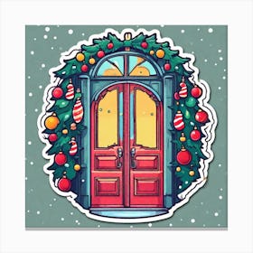 Christmas Decoration On Home Door Sticker 2d Cute Fantasy Dreamy Vector Illustration 2d Flat (3) Canvas Print