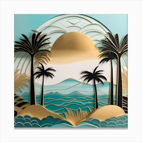Palm Trees At Sunset texture monochromatic Canvas Print