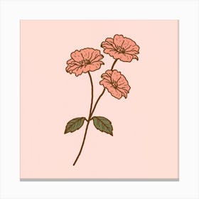 Pink Flowers On A Pink Background Canvas Print