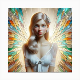 Angel With Stained Glass Wings Canvas Print