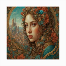 Girl With Flowers In Her Hair 1 Canvas Print