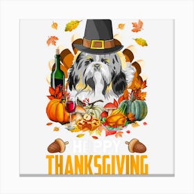 Funny Turkey Pilgrim Shih Tzu Dog Lovers Happy Thanksgiving Canvas Print