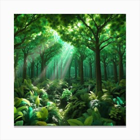 Rays Of Light In The Forest Canvas Print
