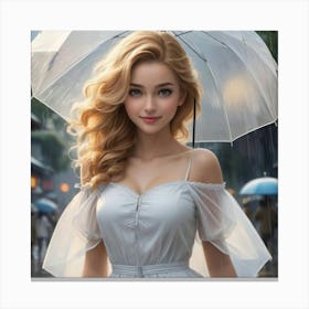 Beautiful Girl In The Rain 1 Canvas Print