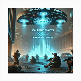 A Futuristic Sci Fi Scene Featuring Skylark Drones Calming Waves Retry Canvas Print