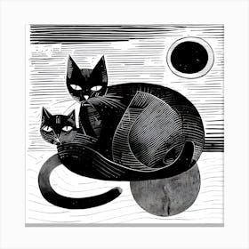 Cat And Moon Canvas Print