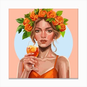 Girl Holding A Glass Of Orange Juice Canvas Print