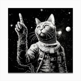 Cat Touching and Pointing Canvas Print