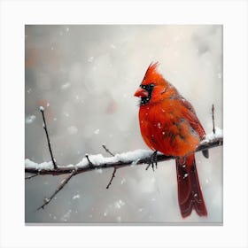 Cardinal In The Snow 1 Canvas Print