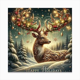 Happy Holidays Deer Canvas Print