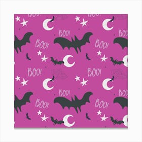 Bats On A Purple Background Purple Canvas Print