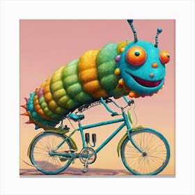 846883 Giant Caterpillar Riding A Bicycle, Surreal, Absur Xl 1024 V1 0 Canvas Print