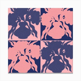 Vase In Pink And Blue Square Canvas Print