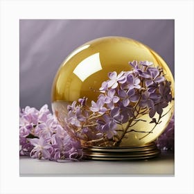 Lila Flower In A Glass Ball 1 Canvas Print