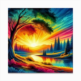 Sunset By The Lake 2 Canvas Print