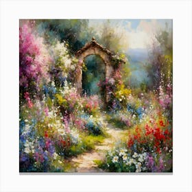 Garden With Beautiful Spring Flowers Canvas Print