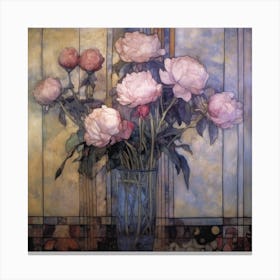 Pink Peonies In A Vase Canvas Print